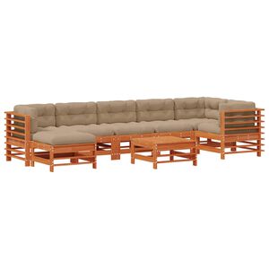 vidaXL Garten-Lounge-Set 8 stk. Wachsbraun Massives Kiefernholz