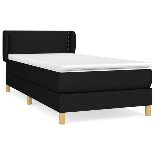 vidaXL Boxspringbett mit Matratze Schwarz 80x200 cm Stoff
