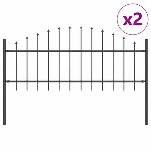 vidaXL Gartenzaun 2 pcs Grau 170 x 140 cm Pulverbeschichteter Stahl
