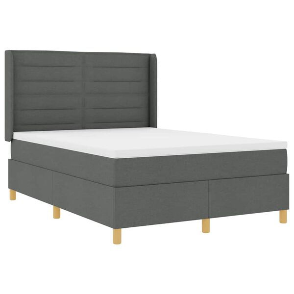 vidaXL Boxspringbett mit Matratze mit Kopfteil Grau 140 x 200 cm Stoff