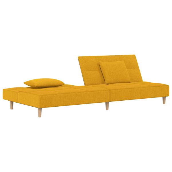 vidaXL Schlafsofa 2-Sitzer mit 2 Kissen Gelb Stoff