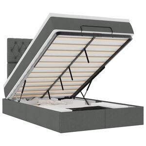 vidaXL Ottoman-Bett mit Matratze & LEDs Dunkelgrau 120x200 cm Stoff