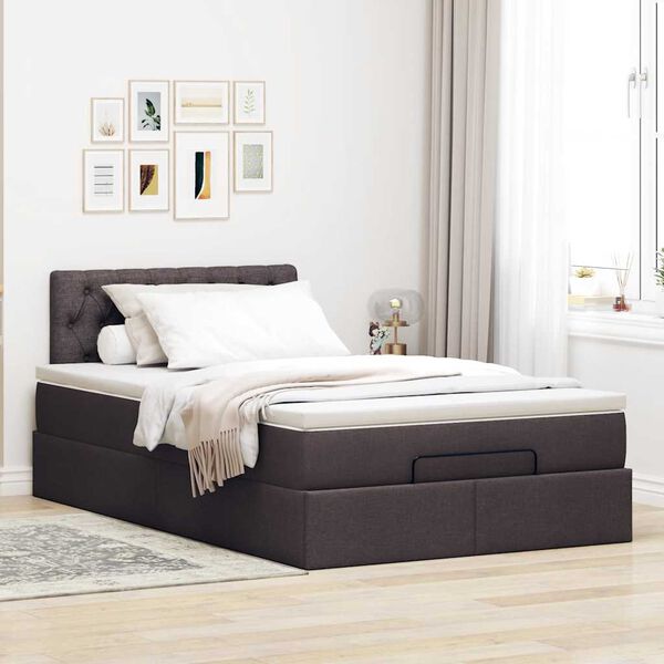 vidaXL Ottoman-Bett mit Matratze Dunkelbraun 120x200 cm Stoff
