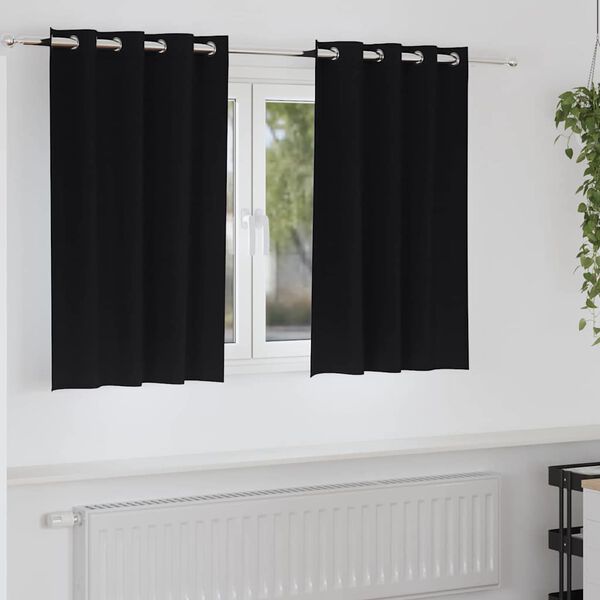 vidaXL Verdunkelungs-Vorh&auml;nge mit Ringen 2 pcs Schwarz 140 x 140 cm