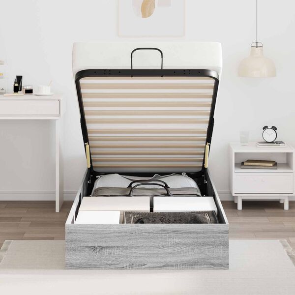vidaXL Ottoman Bettgestell Graues Sonoma 193 x 120 x 25 cm Spanplatte