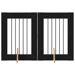 vidaXL Hundetor mit St&auml;ndern 2 pcs Schwarze Eiche 60 x 80 cm