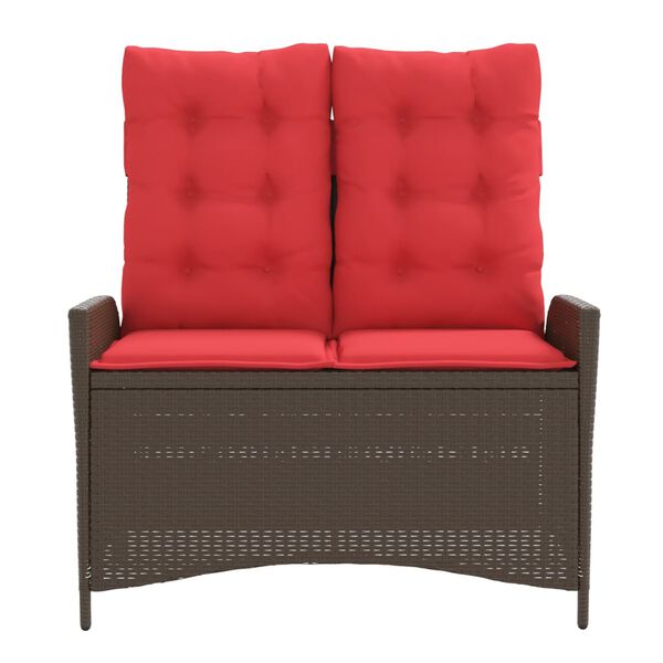 vidaXL Gartenbank Verstellbar mit Kissen Braun Poly Rattan