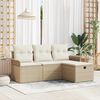 vidaXL Gartensofa-set mit Kissen 4 pcs Beige und Creme Poly-Rattan