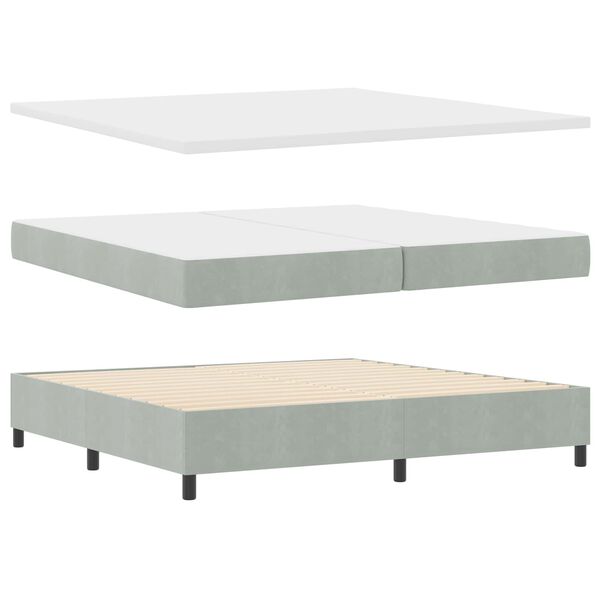 vidaXL Boxspringbett mit Matratze Hellgrau 200 x 200 cm Samt