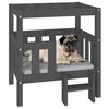 vidaXL Hundebett Grau 65,5x50,5x70 cm Massivholz Kiefer