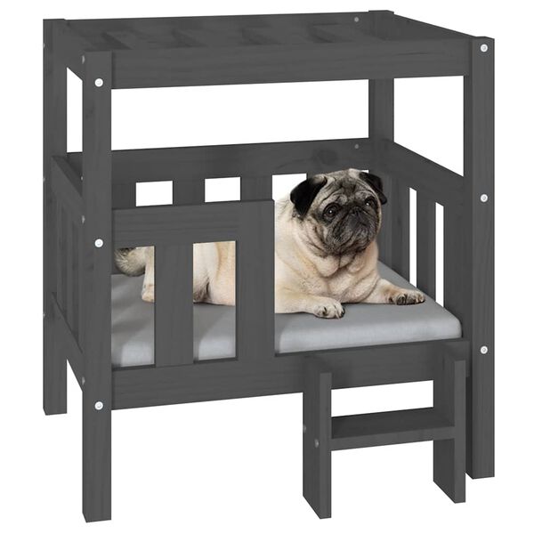 vidaXL Hundebett Grau 65,5x50,5x70 cm Massivholz Kiefer
