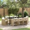 vidaXL Garten Essgruppe mit Kissen 9 pcs Beige Poly-Rattan