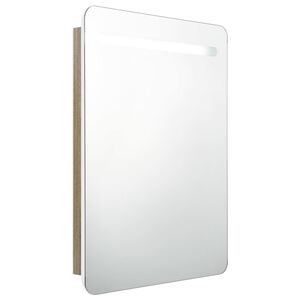vidaXL LED-Bad-Spiegelschrank Wei&szlig; und Eichen-Optik 60x11x80 cm