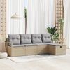 vidaXL Garten-Sofa-Set mit Kissen mit Speicher 5 pcs Beige Poly Rattan