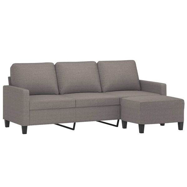 vidaXL 3-Sitzer-Sofa mit Hocker Taupe 180 cm Stoff