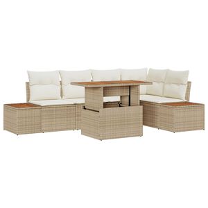 vidaXL Garten-Sofa-Set mit Speicher 6 pcs Beige Poly Rattan