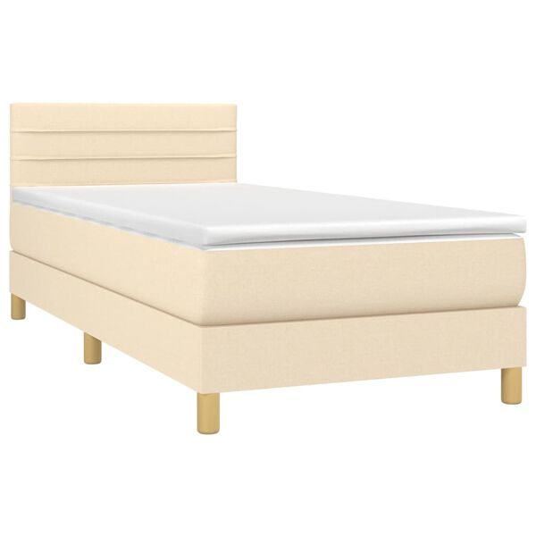 vidaXL Boxspringbett mit Matratze Creme 90x190 cm Stoff