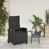 vidaXL Gartensessel mit Fußteil Verstellbar Schwarz Poly Rattan