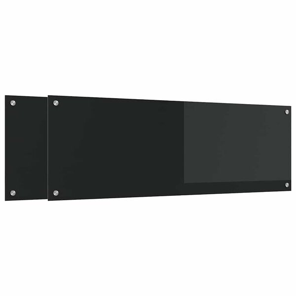 vidaXL K&uuml;chenr&uuml;ckwand 2 pcs Schwarz 120 x 40 cm Geh&auml;rtetes Glas