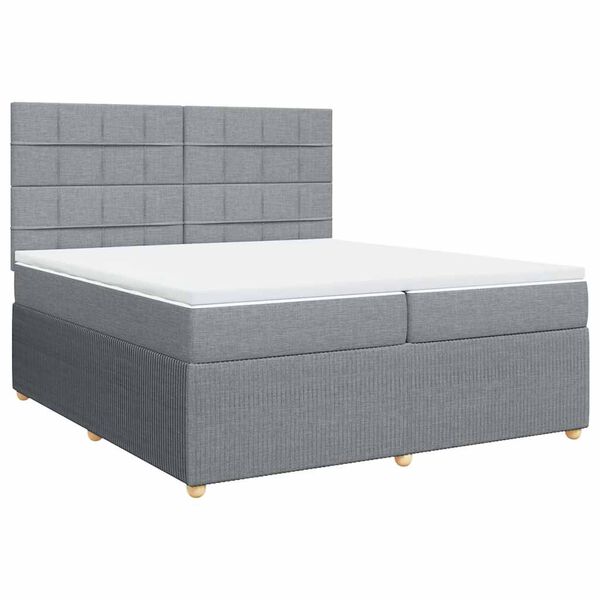 vidaXL Boxspringbett mit Matratze Hellgrau 200x200 cm Stoff