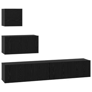 vidaXL TV-Schrankset 3 pcs Schwarz Eichen-Optik Holzwerkstoff