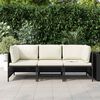 vidaXL 3-Sitzer-Gartensofa mit Auflagen Schwarz Poly Rattan
