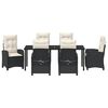 vidaXL Garten Essgruppe mit Kissen 7 pcs Schwarz Poly-Rattan