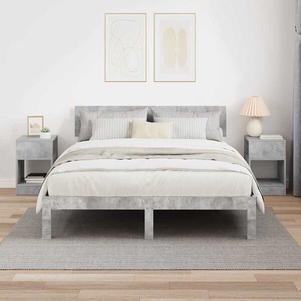 vidaXL Beistelltisch 2 pcs Beton Grau 30,5 x 30 x 45 cm Holzwerkstoff