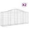 vidaXL Gabionen mit Hochbogen 2 Stk. 200x30x80/100 cm Verzinktes Eisen