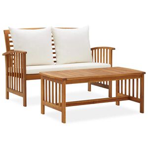 vidaXL 2-tlg. Garten-Lounge-Set mit Kissen Massivholz Akazie