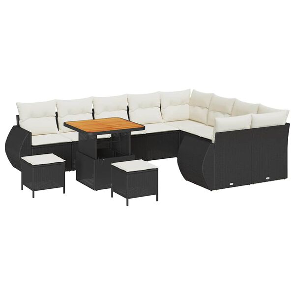 vidaXL Garten-Sofa-Set 12 pcs Schwarz Poly-Rattan