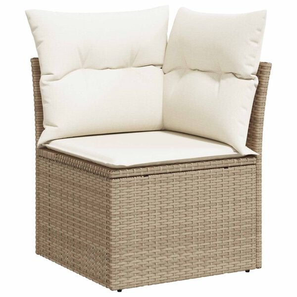 vidaXL Sofa Set mit Kissen mit Speicher Beige und Creme Poly-Rattan