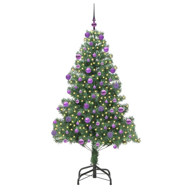 vidaXL Weihnachtsbaum mit 300 LEDs mit St&auml;nder Gr&uuml;n 180 cm PVC