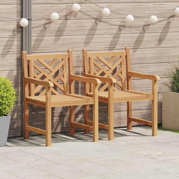 vidaXL Gartenstühle 2 pcs Braun 58 x 60 x 90 cm Teak-Massivholz