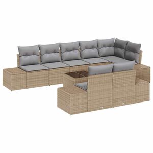 vidaXL Gartensofa-set mit Kissen 9 pcs Beige und Grau Poly-Rattan
