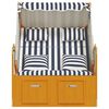 vidaXL Strandkorb mit Kissen Poly Rattan & Massivholz Wei&szlig; & Blau