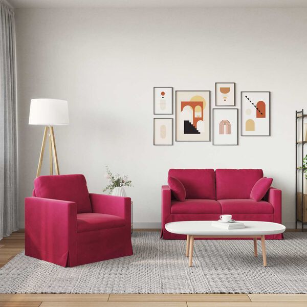 vidaXL Sofa 2 pcs Weinrot