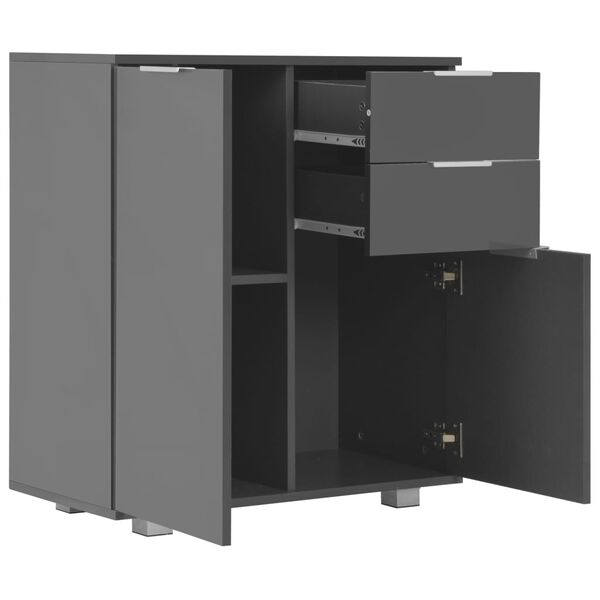 vidaXL Sideboard Hochglanz-Grau 71x35x80 cm Holzwerkstoff