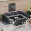 vidaXL Gartensofa-set mit Kissen 11 pcs Schwarz Aluminium