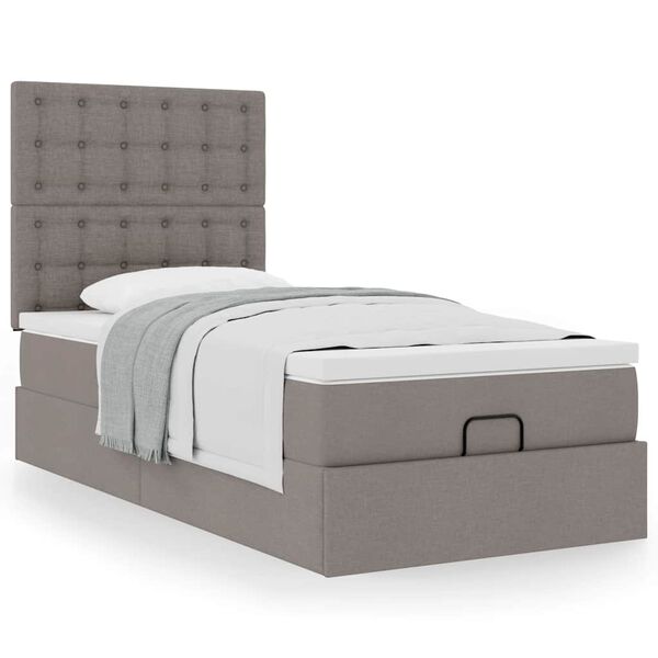 vidaXL Ottoman-Bett mit Matratze Taupe 80x200 cm Stoff