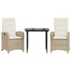 vidaXL 3-tlg. Garten-Essgruppe mit Kissen Beige Poly Rattan