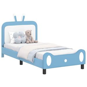 vidaXL Kinderbettgestell mit Kopfteil mit Kopfteil Blau 90 x 190 cm PU