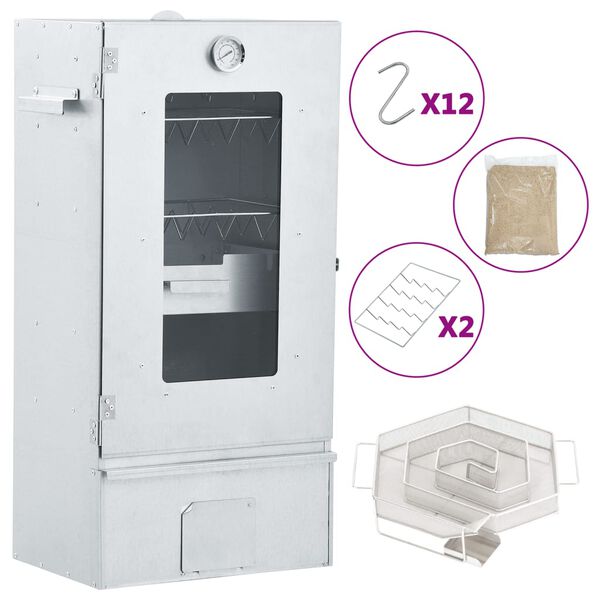 vidaXL R&auml;ucherofen mit Kaltrauchgenerator Verzinkter Stahl