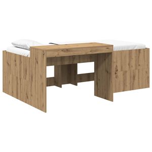 vidaXL Hochbett mit Schreibtisch f&uuml;r Kinder Artisan-Eiche 80 x 200 cm