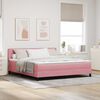 vidaXL LED Boxspringbett mit Matratze mit LED Rosa 180 x 200 cm Samt
