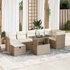 vidaXL 8-tlg. Garten-Sofagarnitur mit Kissen Beige Poly Rattan