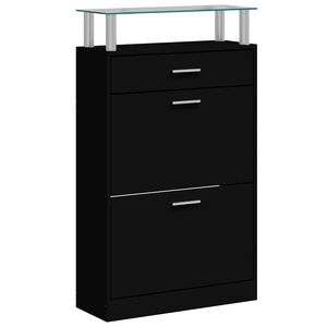 vidaXL Schuhschrank Schwarz 63x24x104 cm Holzwerkstoff
