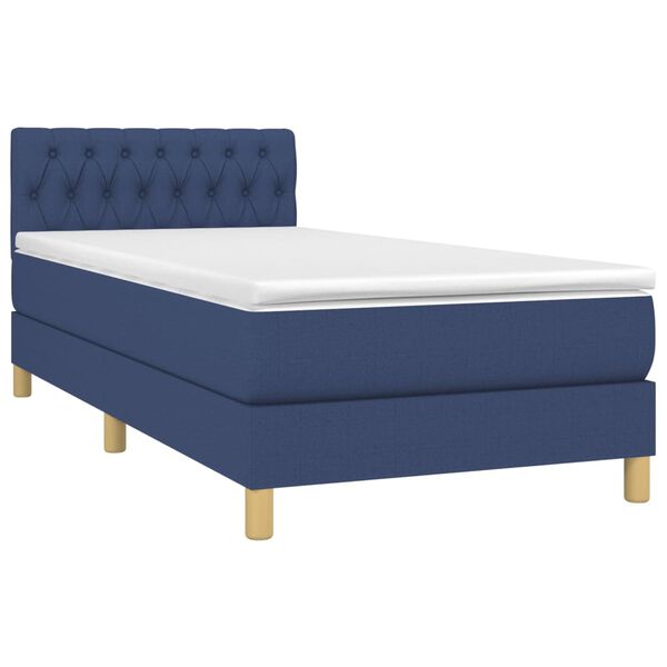 vidaXL Boxspringbett mit Matratze & LED Blau 90x190 cm Stoff