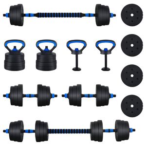 vidaXL 4-in-1 Hantelset 30kg Schwarz und Blau Zement und Eisensand