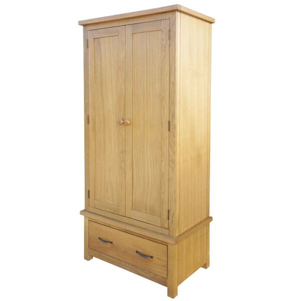 vidaXL Kleiderschrank mit 1 Schublade 90x52x183 cm Massivholz Eiche